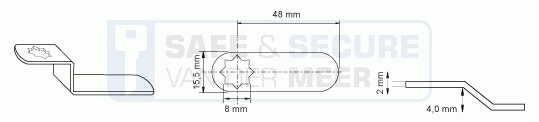 Eurolocks losse sluitlip Ster-aansluiting 2 mm. dik, type 6231048 schuin verloop 4,0 mm. lengte 48 mm. 