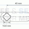 Eurolocks losse sluitlip Kruis-aansluiting 2 mm. dik, type 7230845 schuin verloop 3,2 mm. lengte 45 mm. 