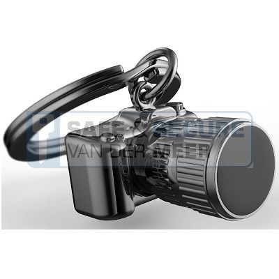 Metalmorphose sleutelhanger fotocamera in zwart 