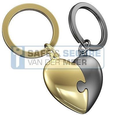 Metalmorphose sleutelhanger set van halve hartjes  