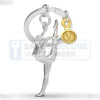Metalmorphose sleutelhanger turnster in zilverkleur met gouden medaille 