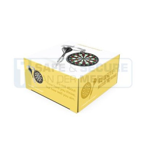 Metalmorphose sleutelhanger dartboard met pijltje 
