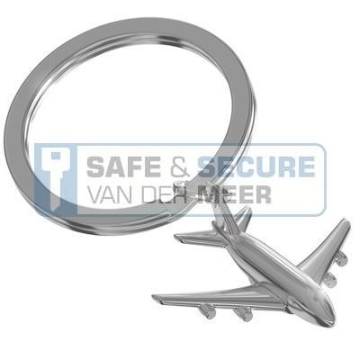 Metalmorphose sleutelhanger vliegtuig in zilverkleur 